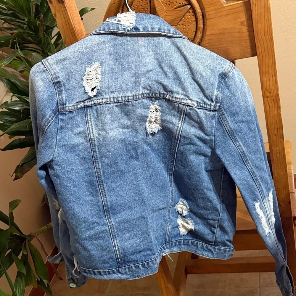 Highway Jeans Blue Distressed Jean Jacket - Picture 5 of 7